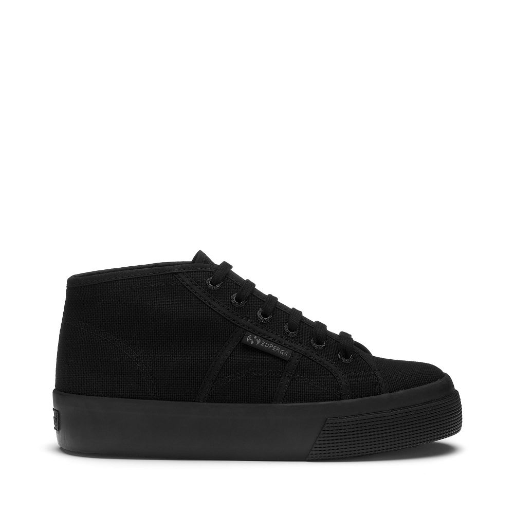 Superga 2578 Cotu Black High Top Sneakers - Women's Sneakers USA | US1198966